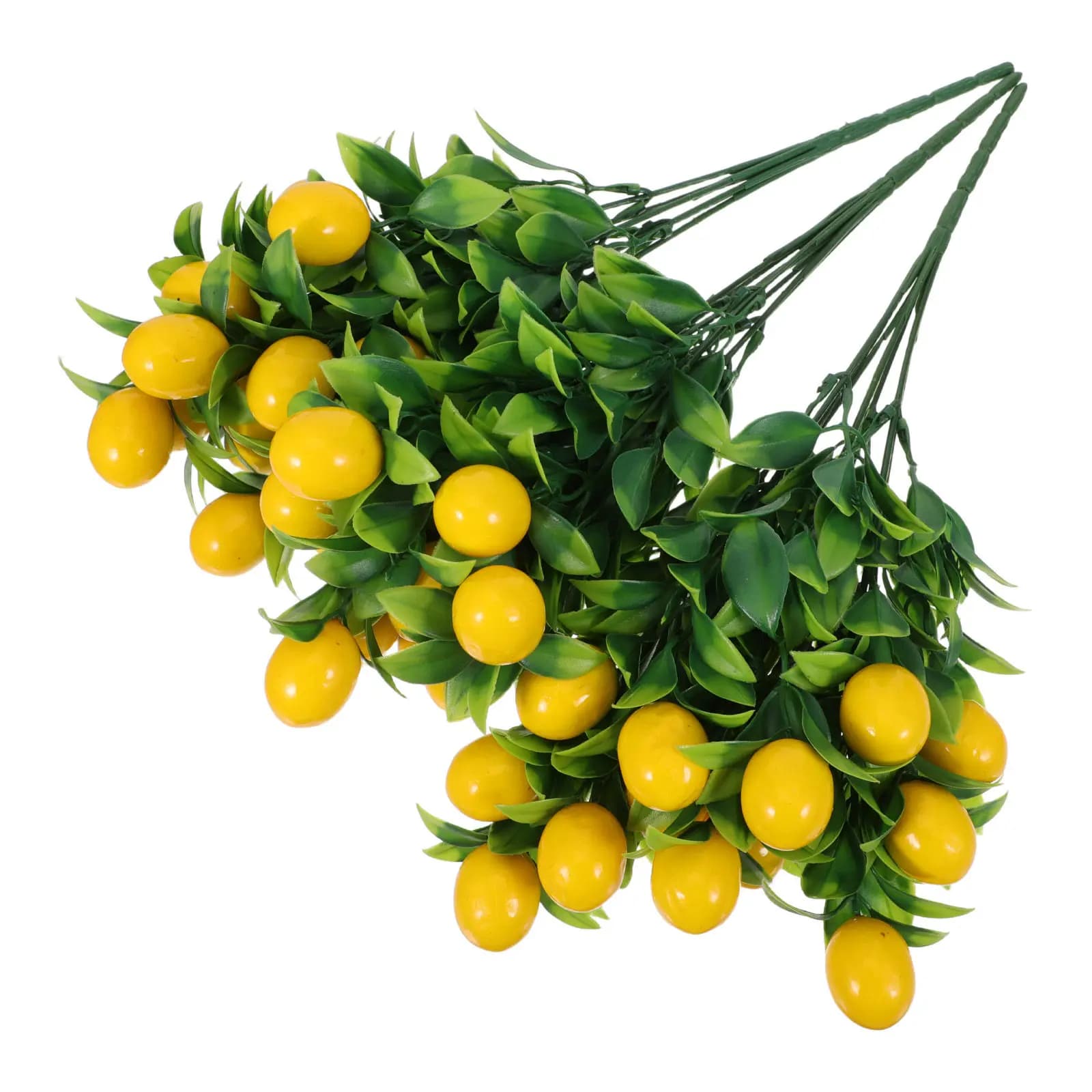 Set di 3 Rami Artificiali di Limone con Foglie e Frutti per Decorazioni Floreali, Hotel e Oggetti di Scena Fotografici