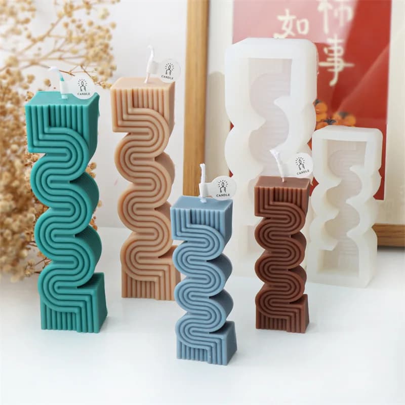 Geometric Strip Shaped Geometric Striped Candle Print S Shaped Aromatherapy Gesso Sapone Resin Crafts Silicone Mold