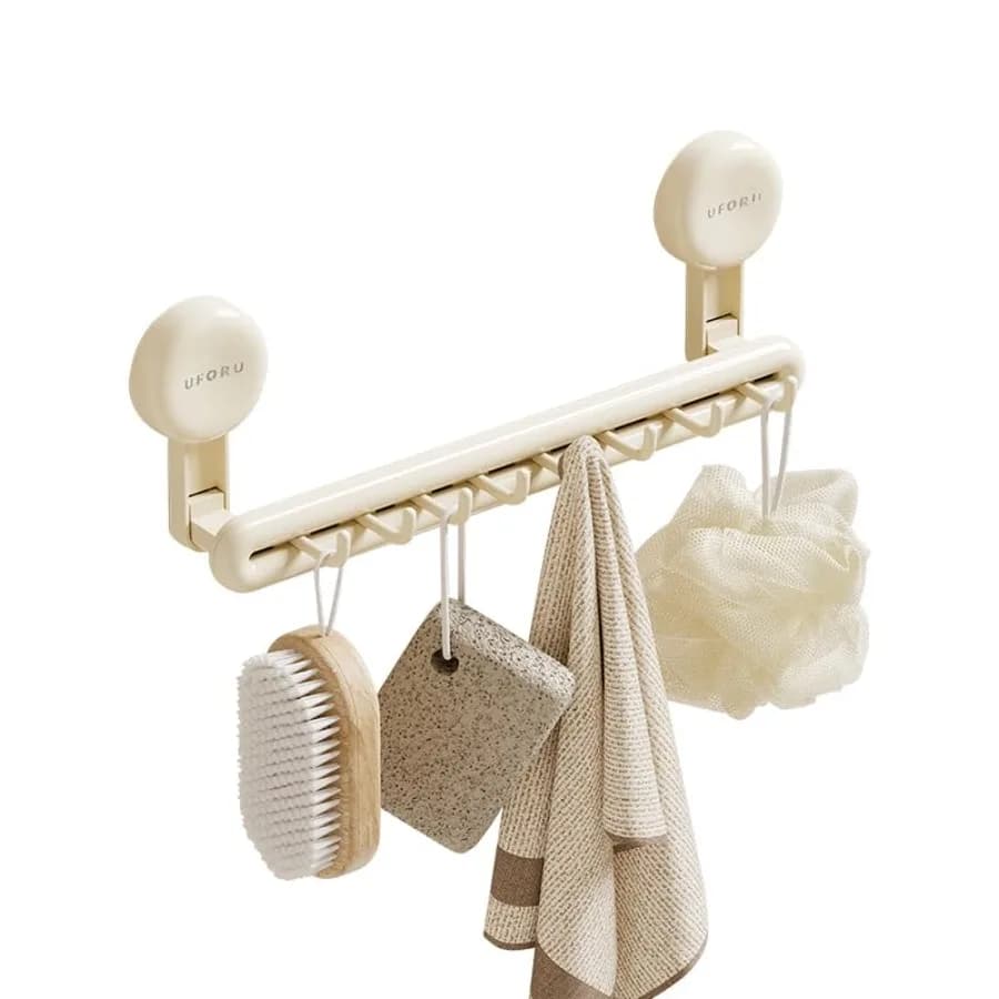 Suction Cup Towel Rack No Drilling Required Features Extended Hooks for Easy Access to Towels, Bath Sponges and Robes Ideal for