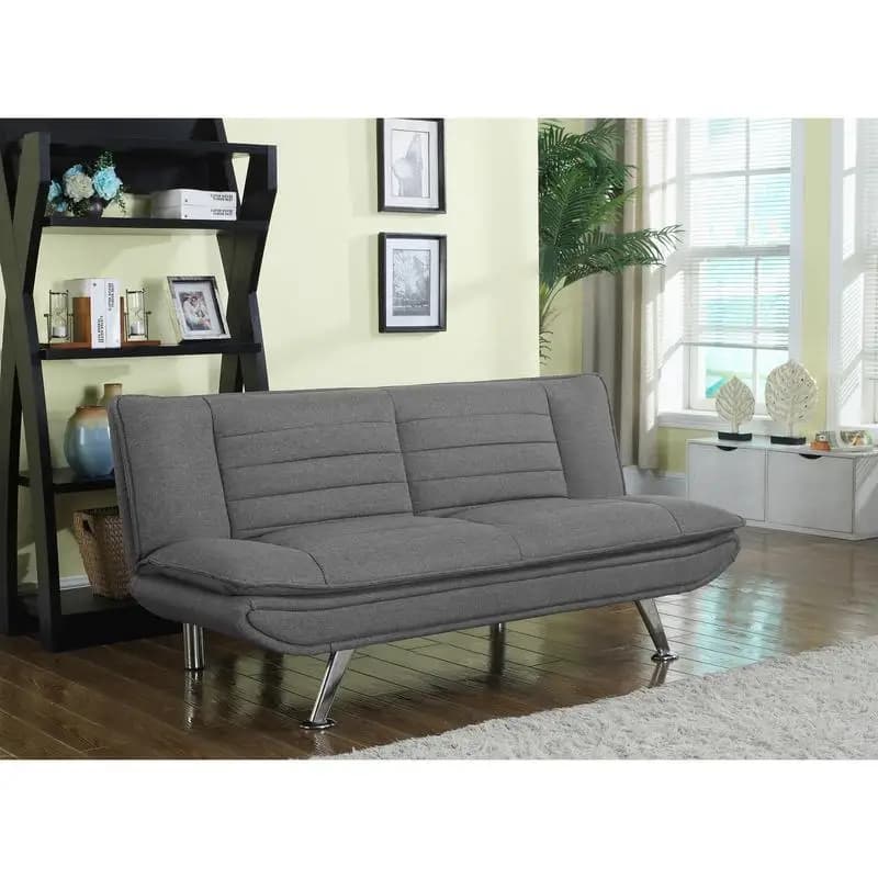 Divano letto casual grigio con gambe in metallo: divano letto moderno ed elegante per soggiorno, design compatto, perfetto per piccoli