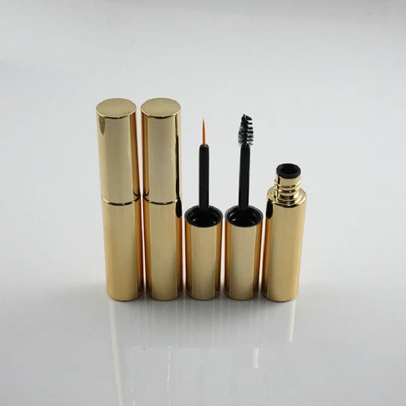 Flacone cosmetico in plastica dorata da 8 ml, tubetto per eyeliner, mascara, pennello per labbra, booster, salva-labbra, liquido per la crescita degli occhi, olio, confezione cosmetica