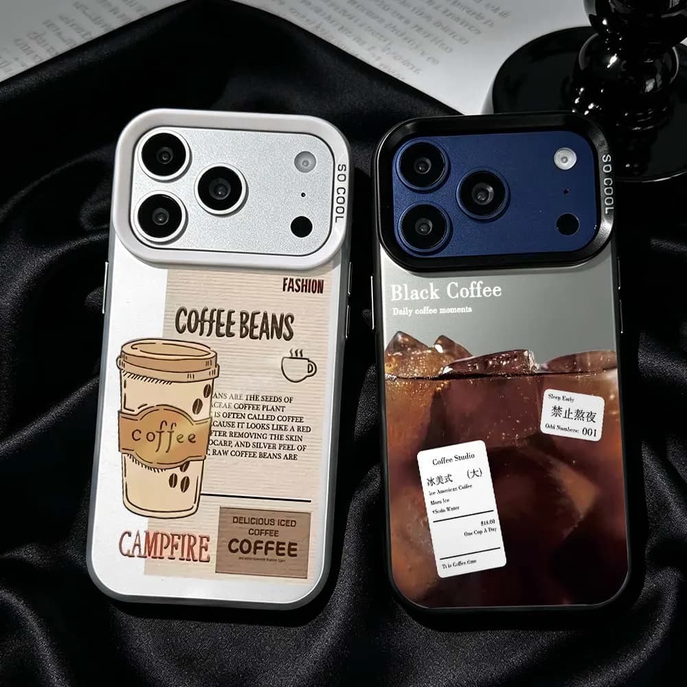 Coffee Beans Cup For iPhone 17 Air 16 15 14 13 12 Mini 11 Pro Max Plus Shockproof Plating Matte Cover Phone Case