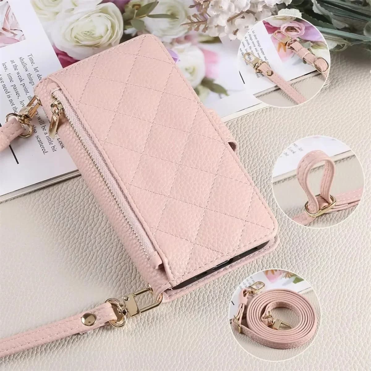 Mirror Wallet Crossbody Phone Case For iPhone 17 Air 16 Pro Max 16E 15 14 Plus 13 12 11 7 8 SE Card Holder Strap Leather Cover