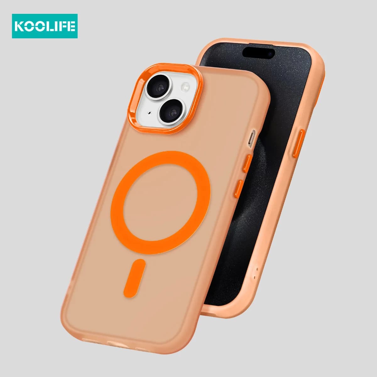 Custodia trasparente satinata Magsafe Color Block - Cover protettiva completa antiscivolo per PC+TPU con bottoni in metallo per iPhone 11-16 Pro/Max/Plus