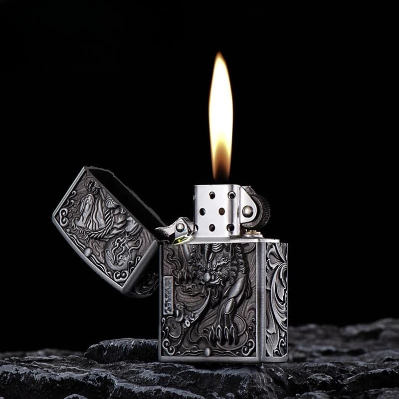 Metal Shell Grinding Wheel Lighter Enamel Process Brass Forging Windproof High-end Business Gift Cigarette Accessories