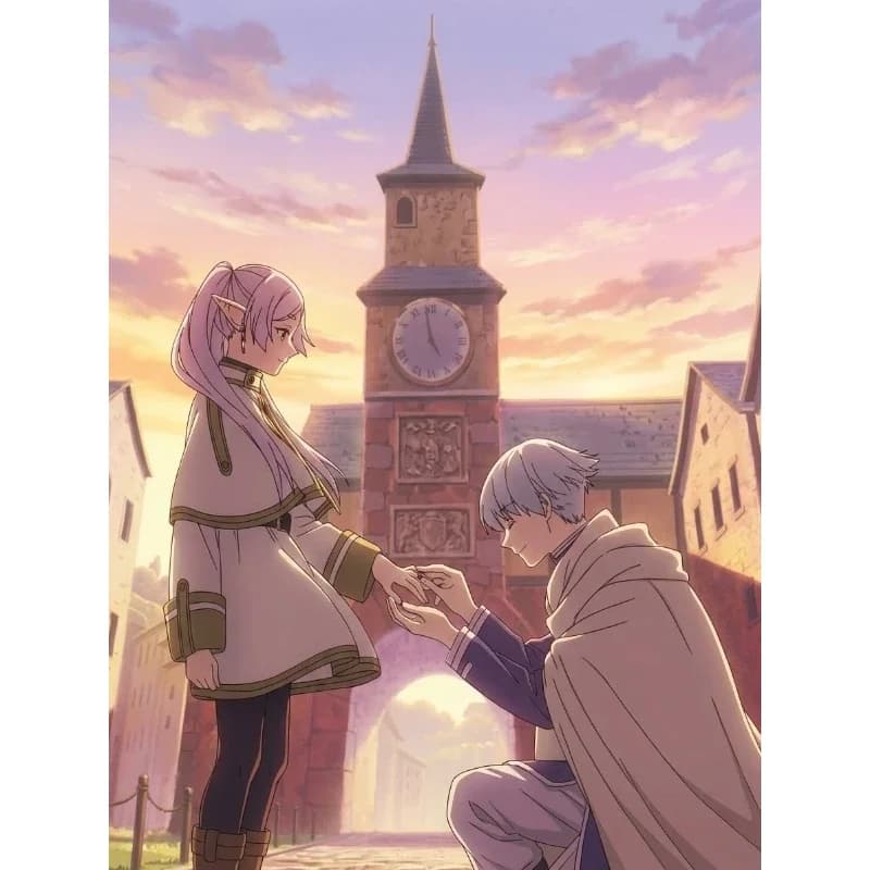 DIY Frieren And Himmel Proposal Scene Diamond Painting, Romantic Anime Art For Living Room Wall Decoration Exquisite Gift