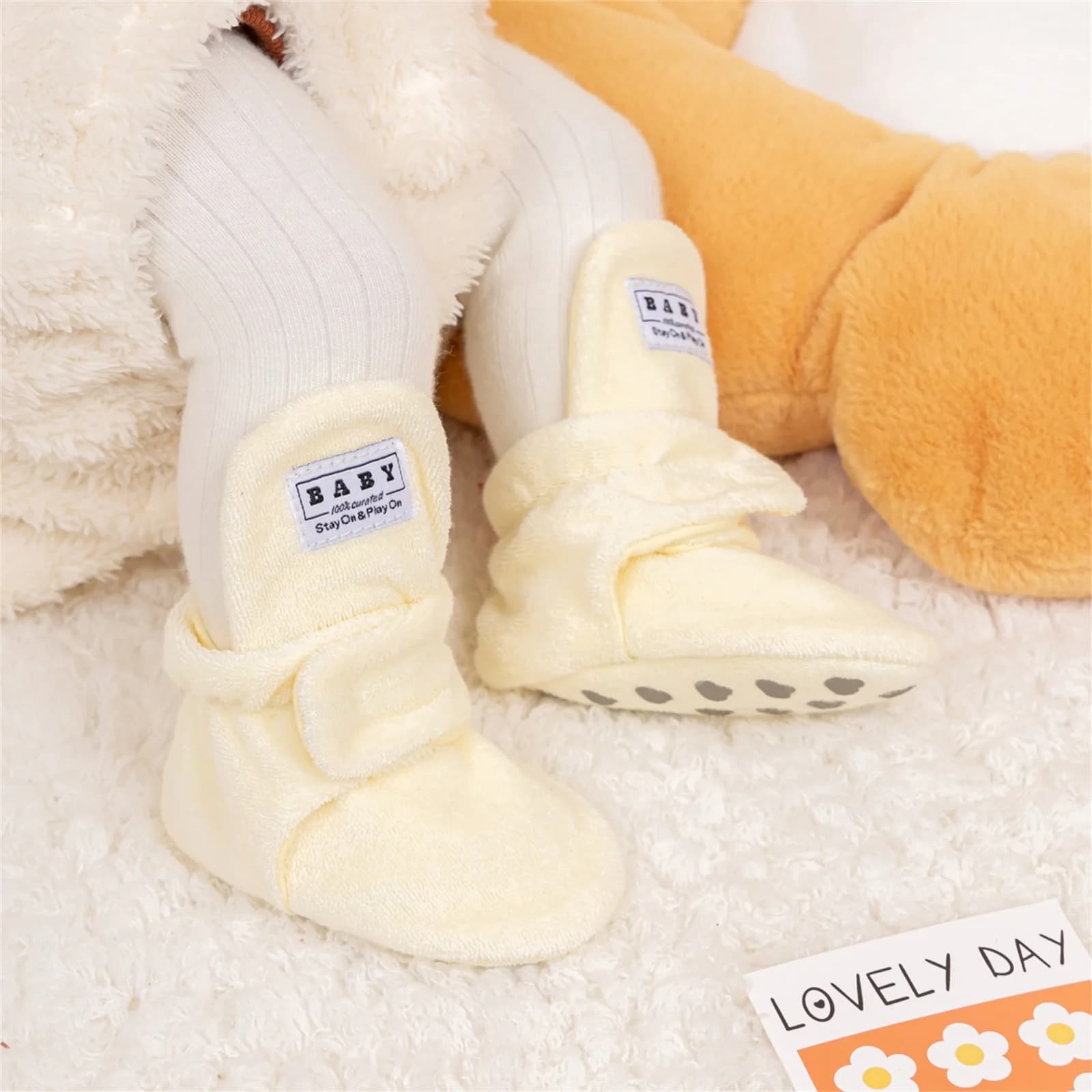 Scarpe da passeggio per neonati da 0 a 18 mesi, con suola morbida, antiscivolo, in peluche, per bambini e bambine, calzini da pavimento.