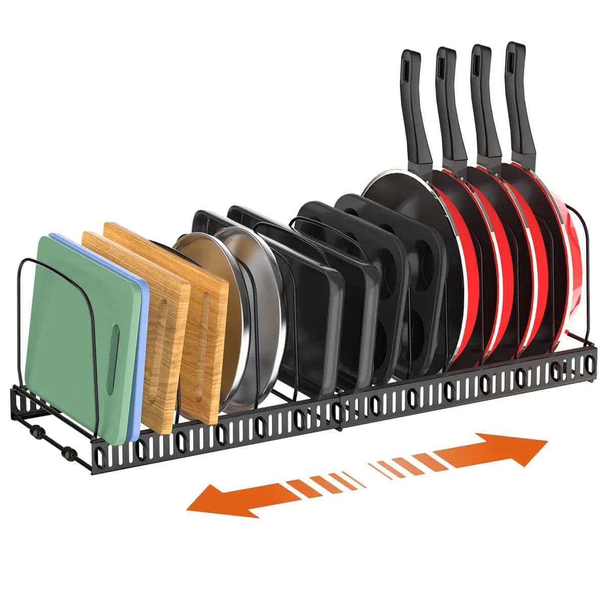 Cutting Board Organizer Rack, Expandable Baking Tray and Cookie Sheet Organizer with 14 Adjustable Dividers
