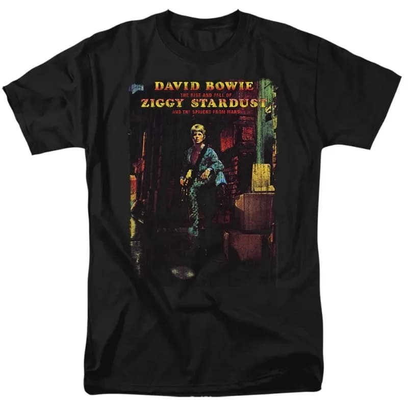 Seasonal Couple Street Top Oversized T-shirt Women's T-shirt David Bowie Ziggy Stardust Album Men's Black Loose T-shirt