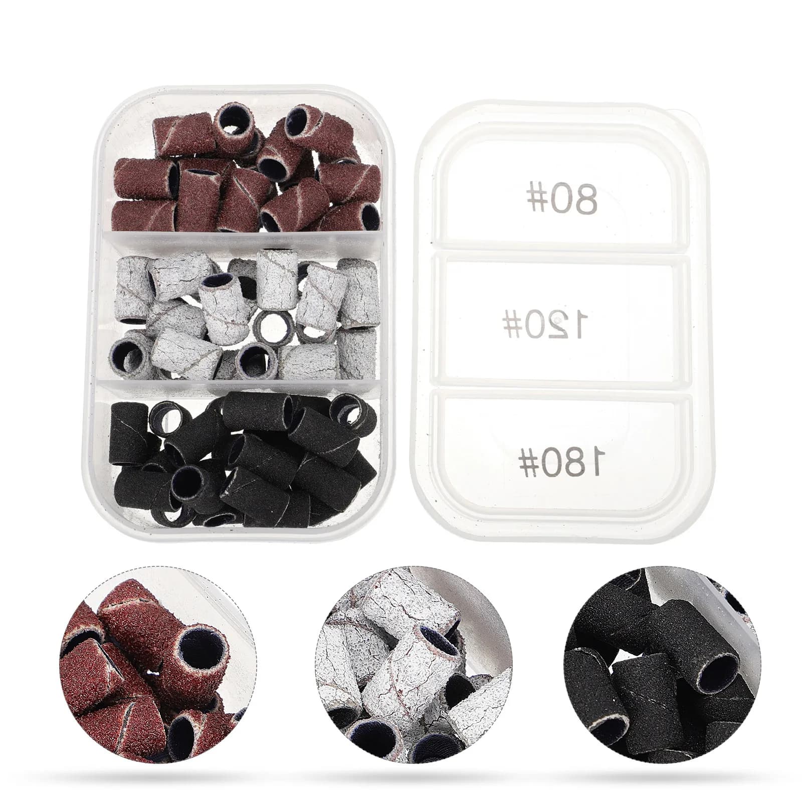 1 Box of Professional Nail Grinding Heads, Abrasive Rings for Natural and Artificial Nails, Manicure and Polishing Tools Set, Nail Art Accessories