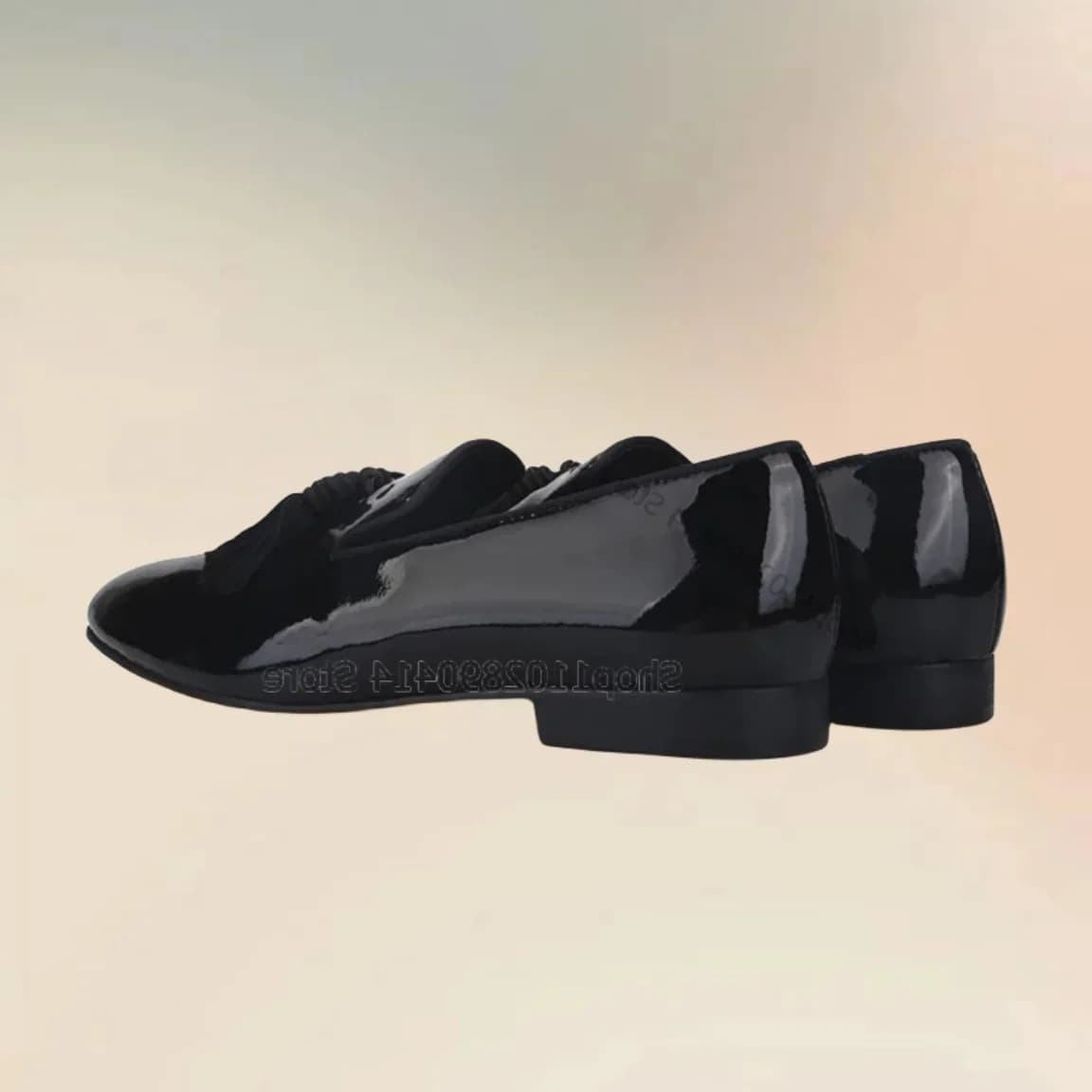 Black Tassels Decor Patent Leather Low Top Loafers Fashion Slip On Men Shoes Luxury Handmade Party Feast Office Men Dress Shoes