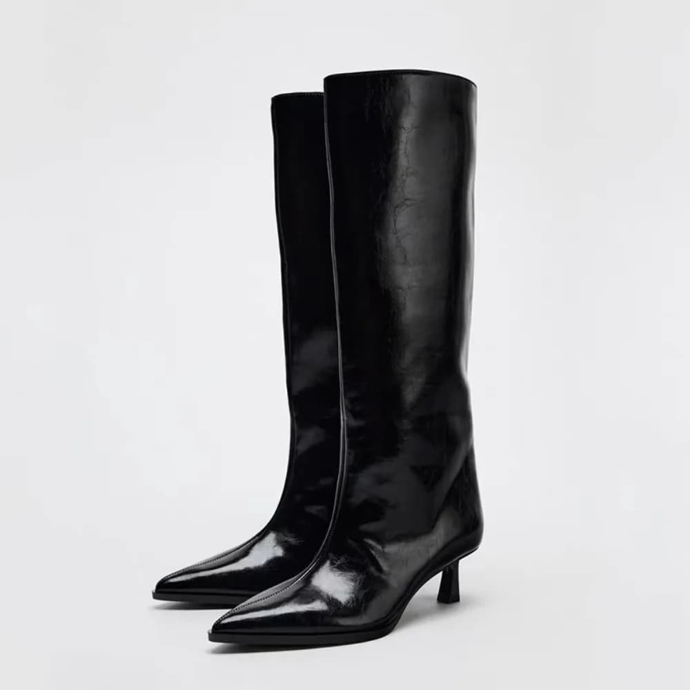 2026 Stival wide Toe Tube High Heel Tube Pants Long Boots Faion Knight Boots Women's New Autumn Winter Oes
