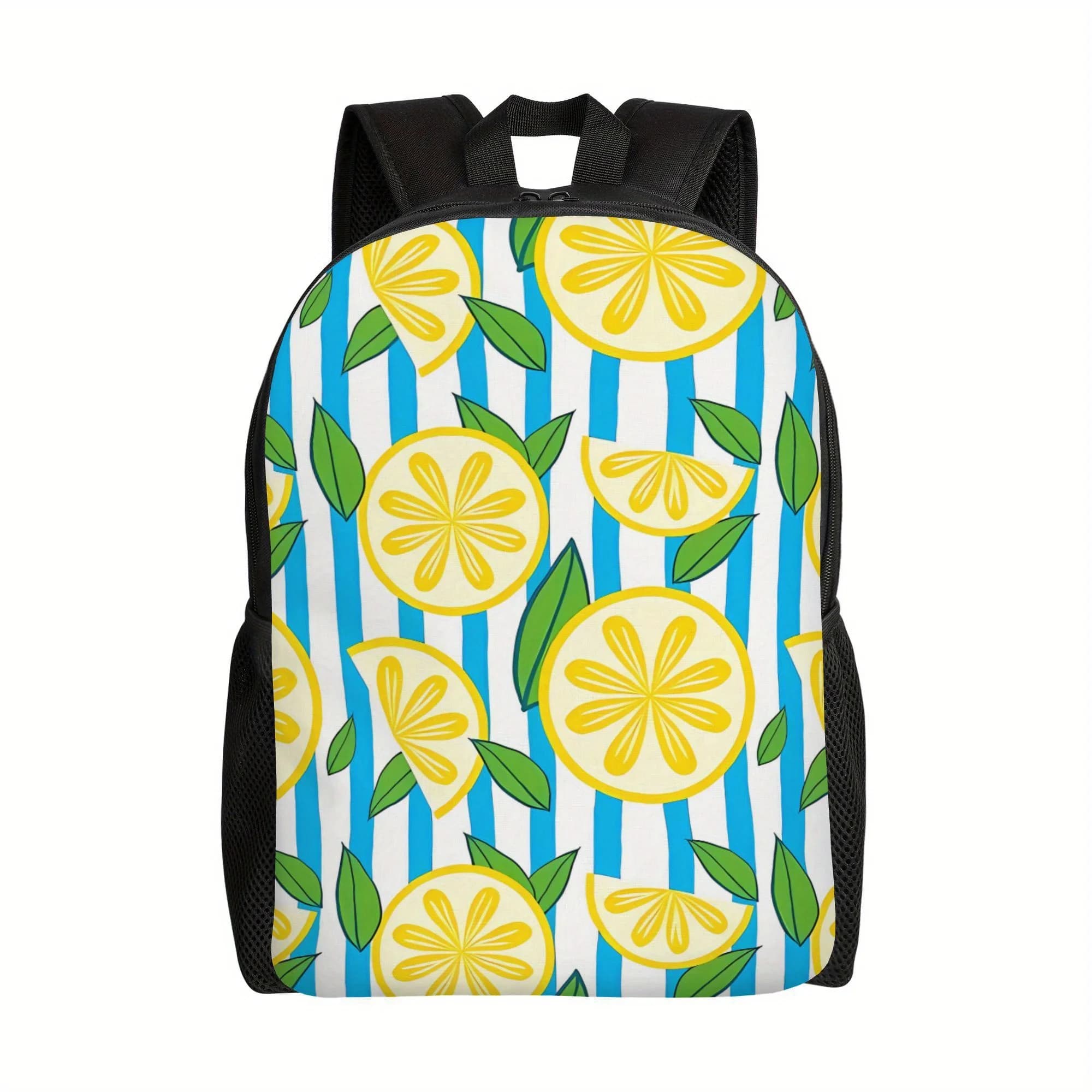 Men's backpack BIIHUDU with lemon pattern - Large bag capacity for school, travel, gym with sliced design - Lightweight
