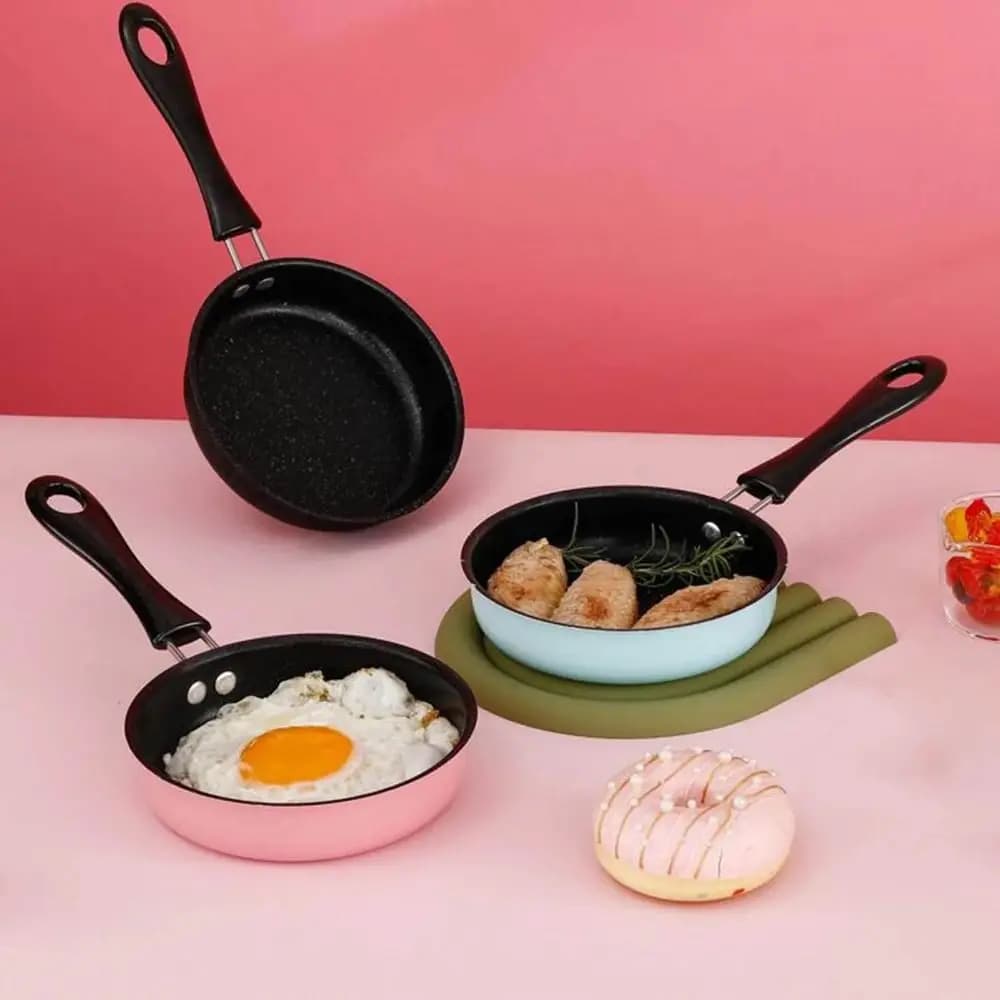 Padella Antiaderente Mini da 12 cm con Rivestimento Antiaderente, Padella Professionale per Uova, Leggera con Manico Lungo, Pentola per Omelette e Alimenti per Bambini