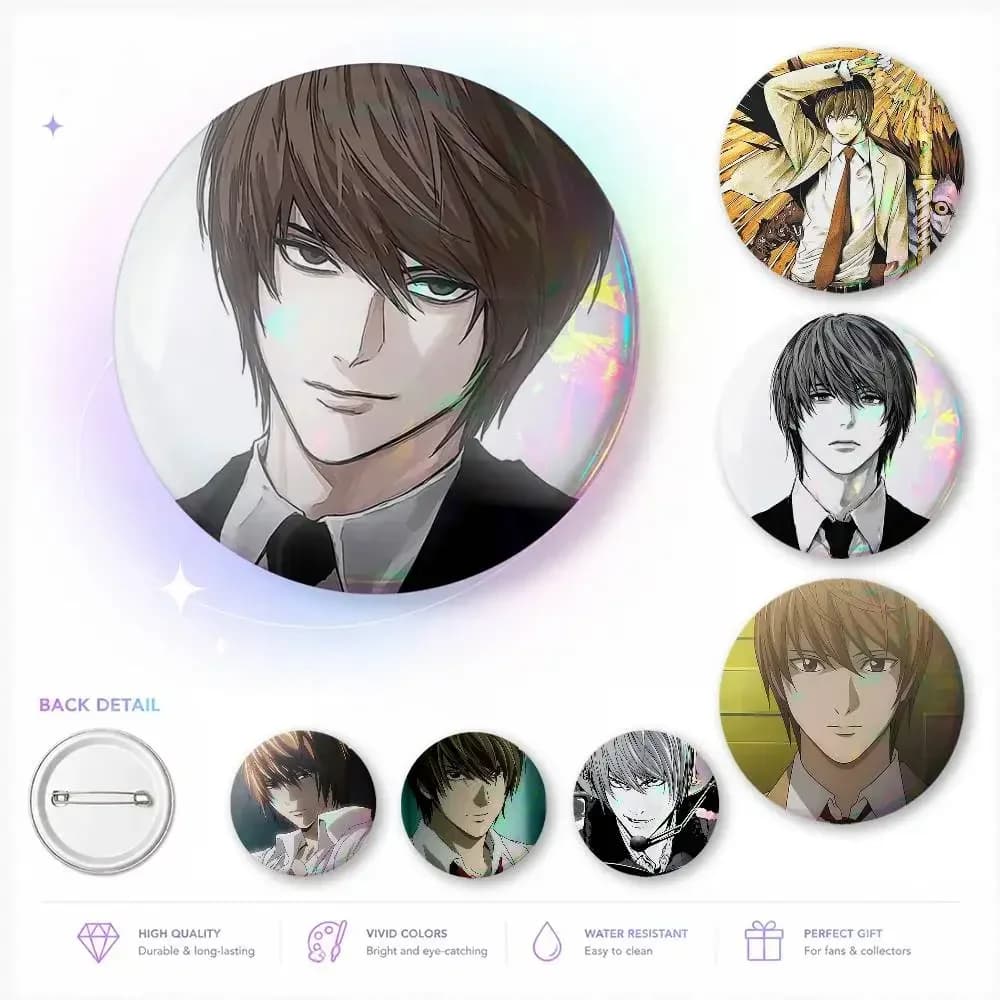 Y-agami L-ight Badge on Backpack Accessories Manga Icons Pins Round Cartoon Brooches for Clothes Bag Decor Gifts