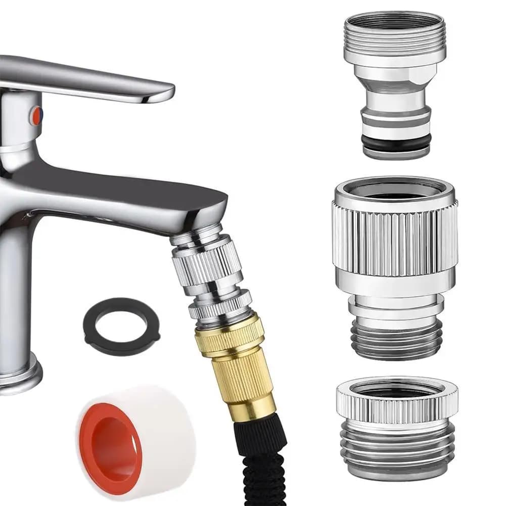 Adapter Set for Taps for Connection Garden and Shower Hose, Quick Connectors, Tube Adapter, Wash basin fitting, Garden Irrigation Tools