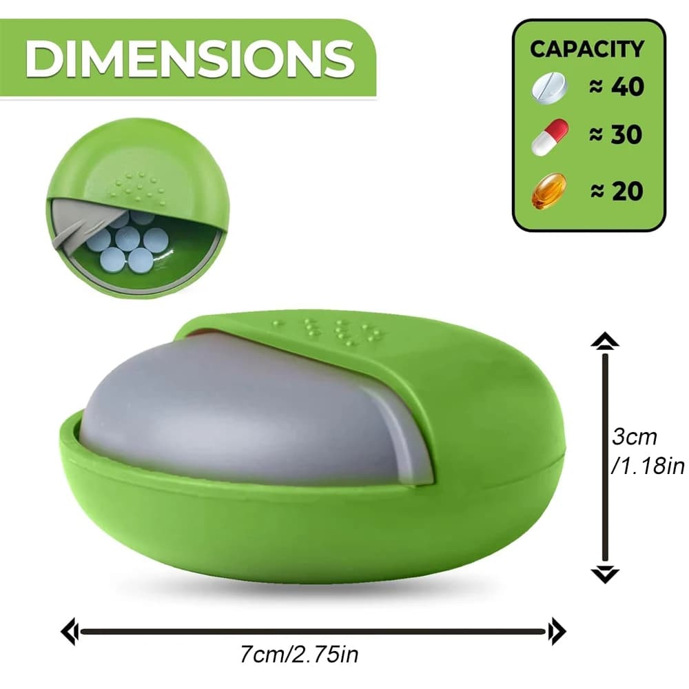 Portable Small Pill Box for Purse - Compact, Leak-Proof Medicine Container for Pills, Vitamins, Fish Oil, Supplements - BPA-Free
