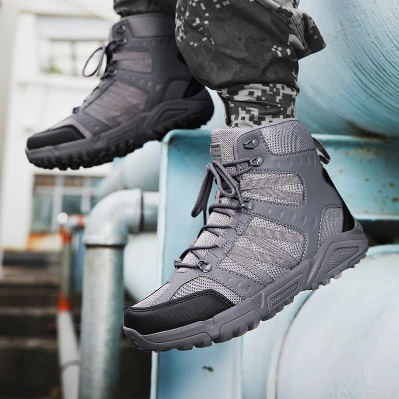 Outdoor High-top Boots Men Shoes Thick-soled Anti-slip Combat Boots Men Soft Durable Casual Thick Sole Outdoor Hiking Shoes Men