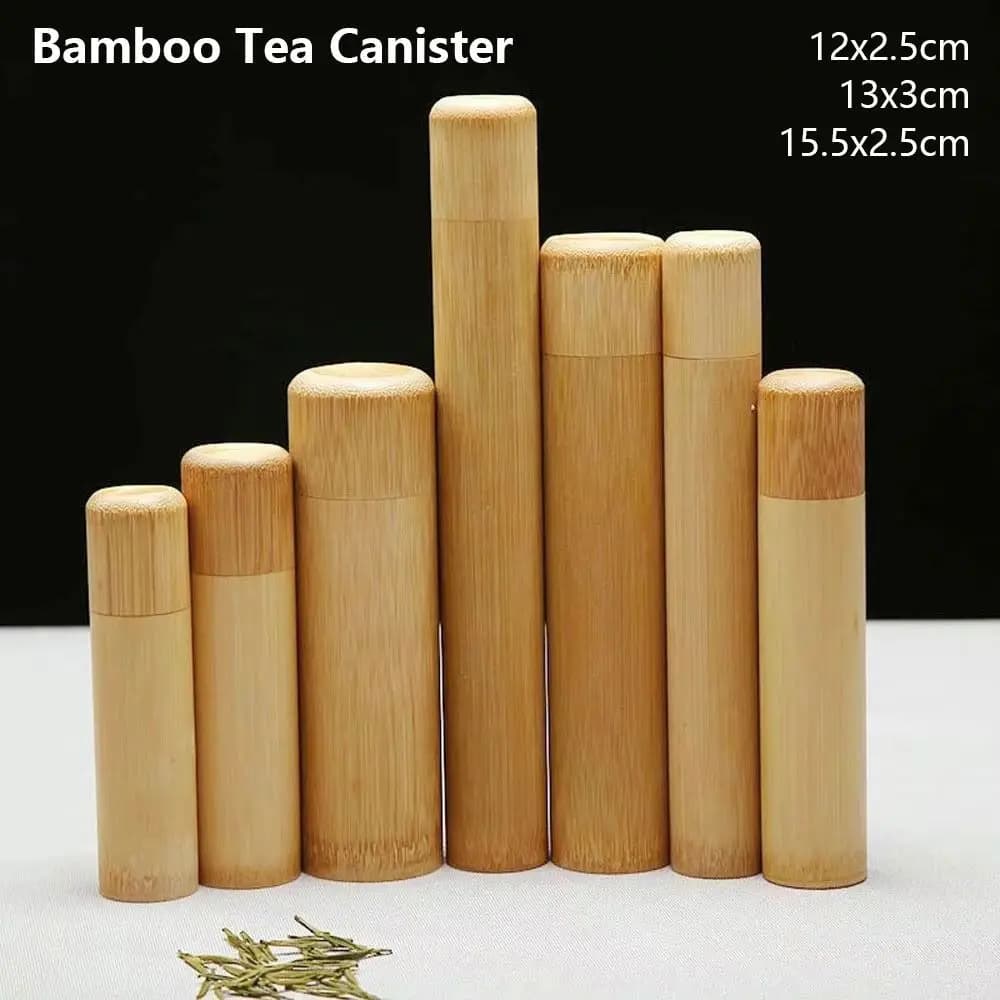 1Pcs Natural Bamboo Bamboo Tea Canister With Lid Round Design Tea Storage Box Primary Color Spice Container Jar