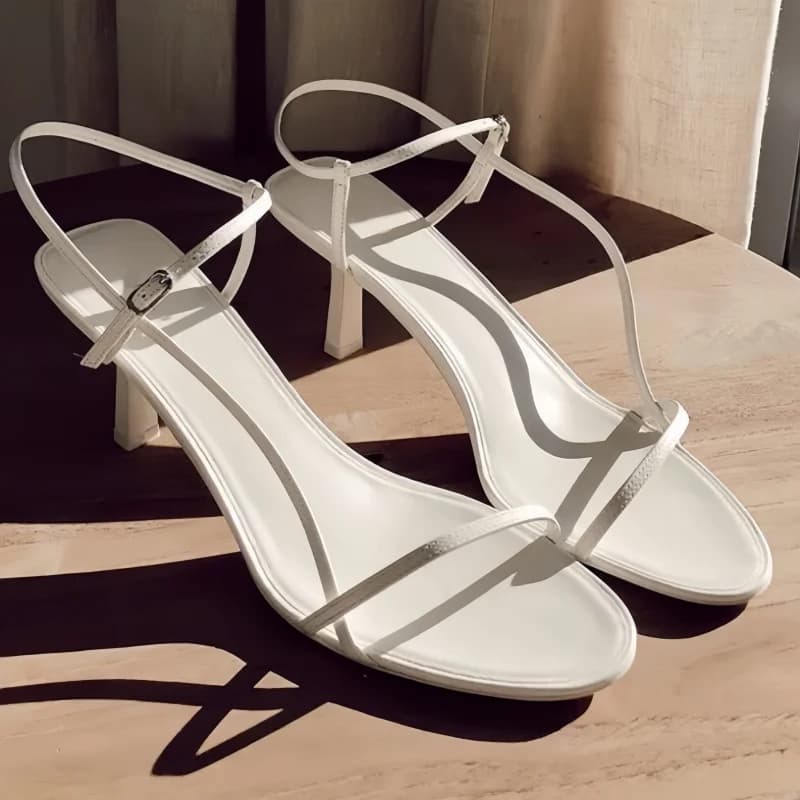 Crossover Strap Shoes for Ladies Round Toes High Heels Sewing Lines Zapatos Mujer Shallow Tacones Belts Buckle Chassure Femme