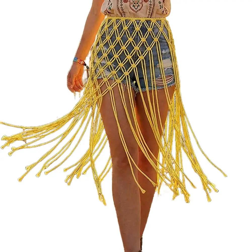 Netted Fringe Waistband Handwoven Bikini Cover Up Skirt Festival Street Sle Me Top Soulful Accessory For Suits Jeans Waistline