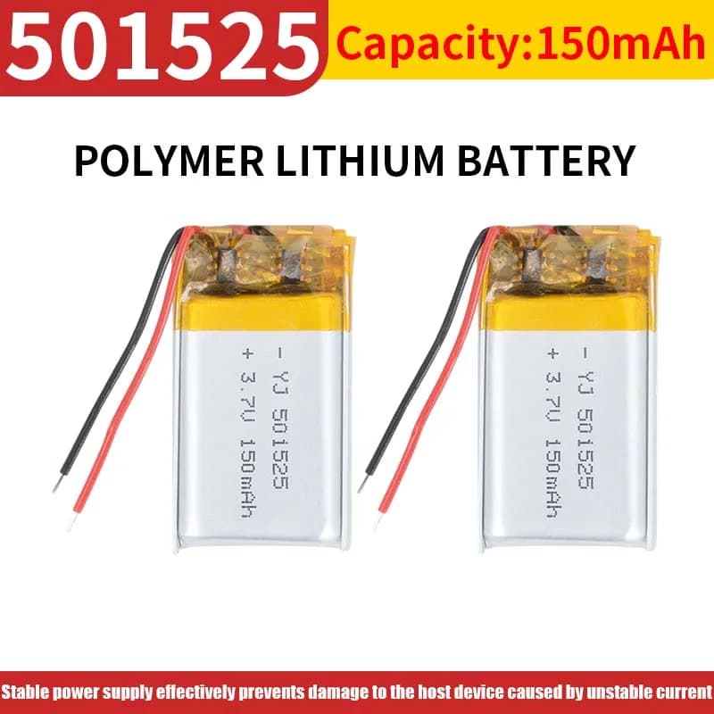 501525 Batteria ricaricabile LiPo ai polimeri da 3,7 V 150 mAh per auricolare Bluetooth Strumento di bellezza Spruzzatore per selfie stick
