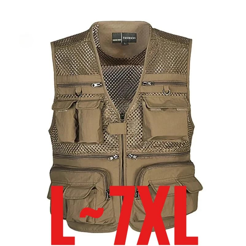 Men's Summer Work vest Plus Size, Multitasche, Net, Sleeveless, for Fishing, Rapid Drying