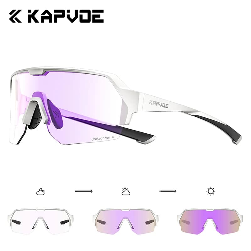 KAPVOE Photochromic Men Outdoor Bicycle Cycling Glasses Sunglasses MTB UV400 Road Sports Eyewear Women Camping Running Goggles