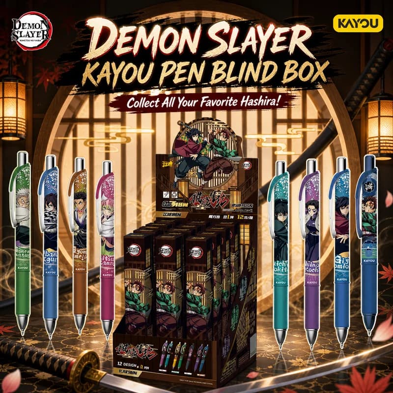 Genuine Kayou Demon Slayer Blind Box Gel Pen Dawn Notes Dawn Edition Anime Character Collection Holiday Toys Birthday Gifts