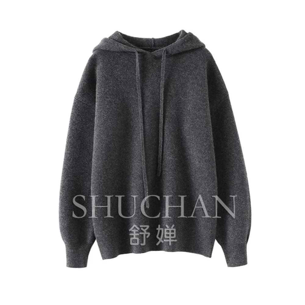 New Warm Pullover 500g Thickened Four Flat Needle Hooded Cashmere Sweater Women's Sweater Cashmere Sweater Women's Loose Autumn