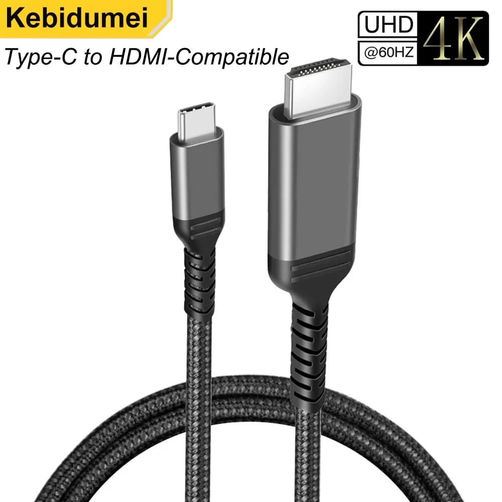 Type C to HDMI cable USB C compatible video audio cable to HDMI 4K 60Hz for iPhone 15 16 17 Pro MacBook Samsung Laptop