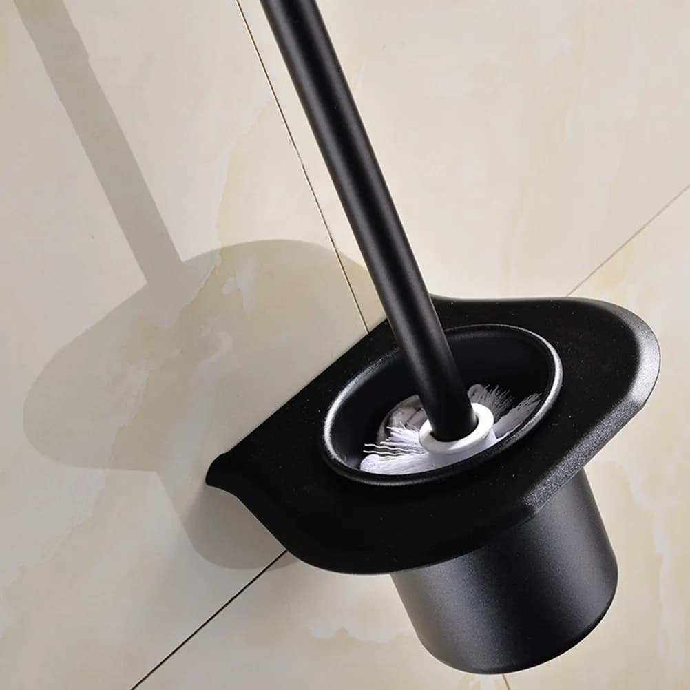 Set Porta Scopino WC in Alluminio Spaziale con Finitura Elettroplaccata Elegante e Viti Nascoste per l'Organizzazione del Bagno Moderno