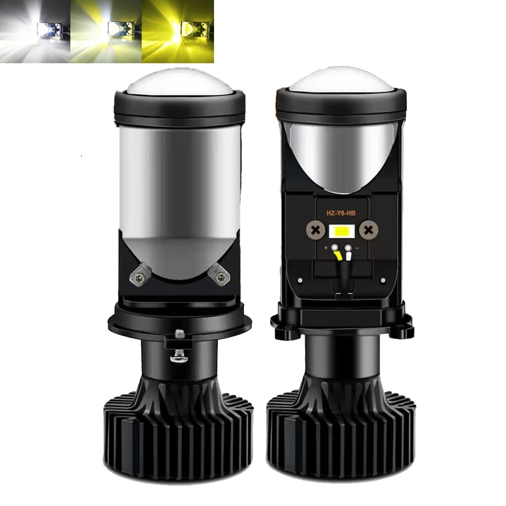 Lente per proiettore LED H4 30000LM 120W Mini lenti H4 Bi LED Lampadine per fari per auto 3000K + 4300K + 6000K Fascio alto e basso Canbus 12V LHD