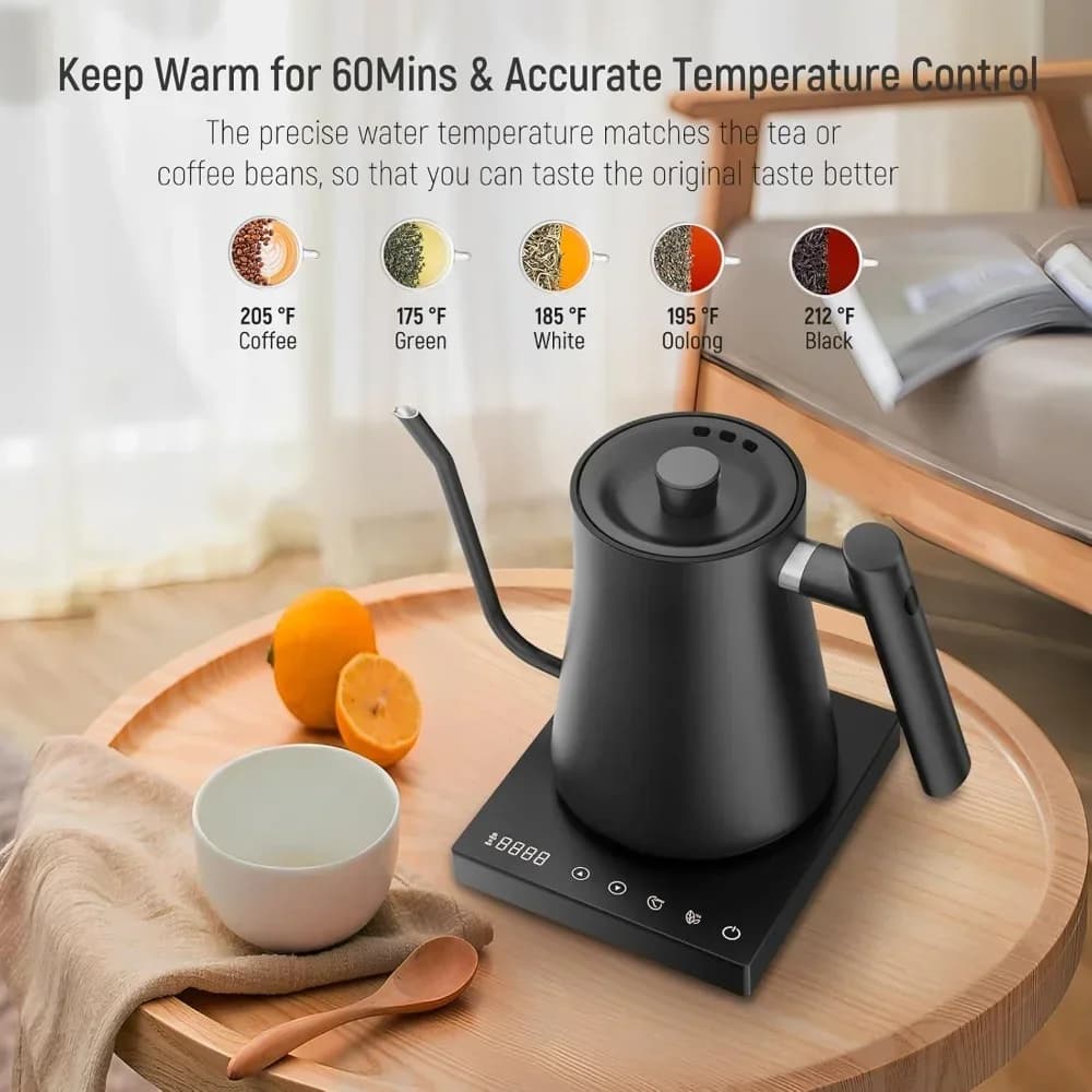 Jz Bollitore elettrico, bollitore per acqua calda con interno in acciaio inossidabile, controllo della temperatura
