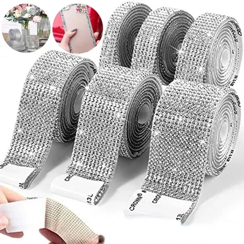 Sticker self-adhesive with crystal rhinestones diamond ribbon DIY sticker Strass Arts and crafts Car phone camera decoration