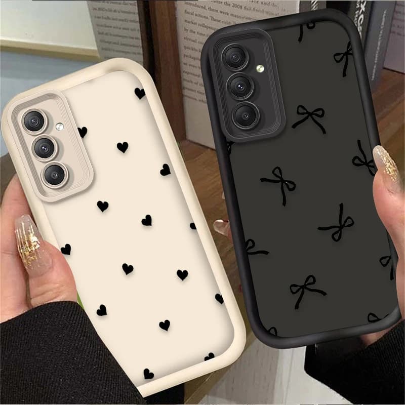 Black Case with Heart and Flake for Samsung Galaxy A20 A30 A54 A05S A34 A24 A14 A53 A33 A23 A32 A12 A71 A51 A31 A50