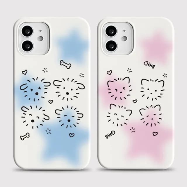 Cover per iPhone 17 16 15 14 13 12 11 Air Pro Max X XS XR XSMax 7 8 Plus con motivo Cucciolo Gatto Stile Sfumato, in PC Rigido con Pellicola Lucida