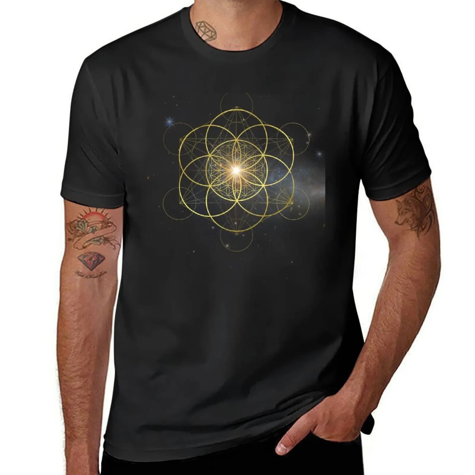 Fiore della vita nel seme della vita maglietta Mandala ragazzi bianchi vestiti hippie grafica abbigliamento uomo