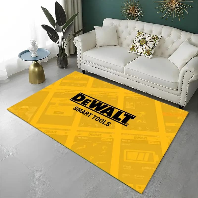 Retro D-DEWALT Electric Tools Logo Non-Slip Area Rug for Living Room,Bedroom,Playroom,Soft Carpet Floor Mat Home Decor Rug