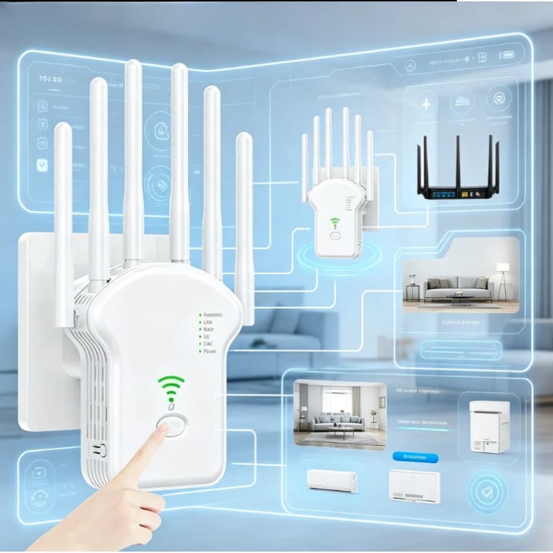2026 NUOVO Ripetitore WiFi Dual Band AC1200M 5G ad Alta Potenza, Amplificatore di Segnale Wireless per Casa e Ufficio