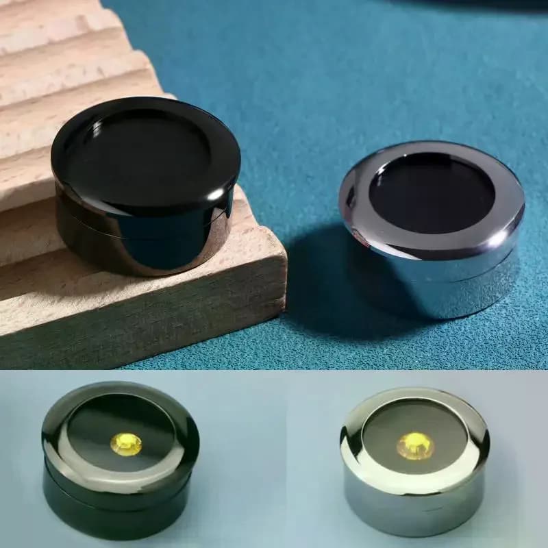 Scatola Espositiva Rotonda per Diamanti, Contenitore per Gemme, Organizzatore per Pietre Preziose, Scatola Regalo in Metallo Argentato per Diamanti