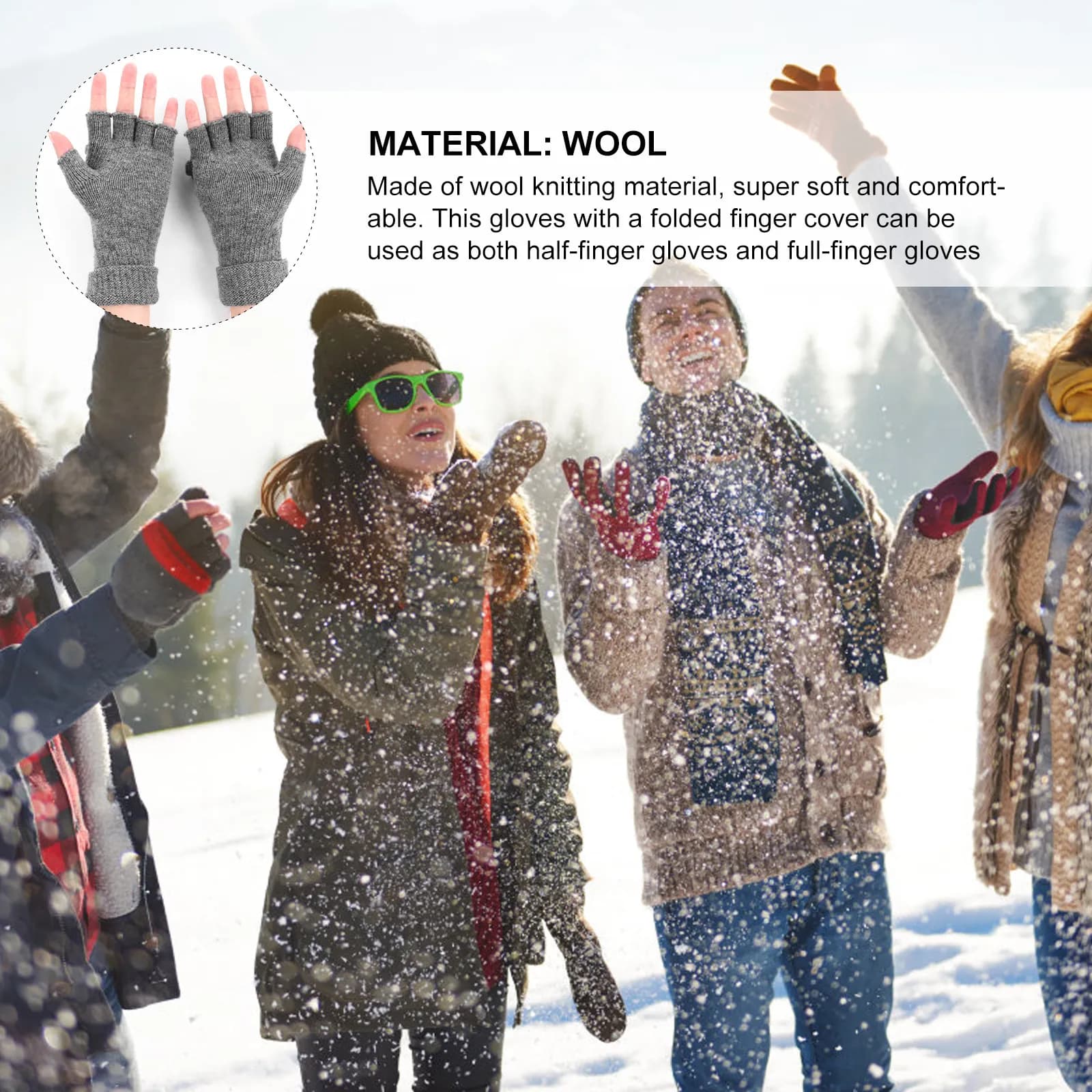 1Pair USB Powered Heated Gloves Winter Warm Knitting Half Finger Design for Laptop Use Gaming Mouse Operation Hiking Riding