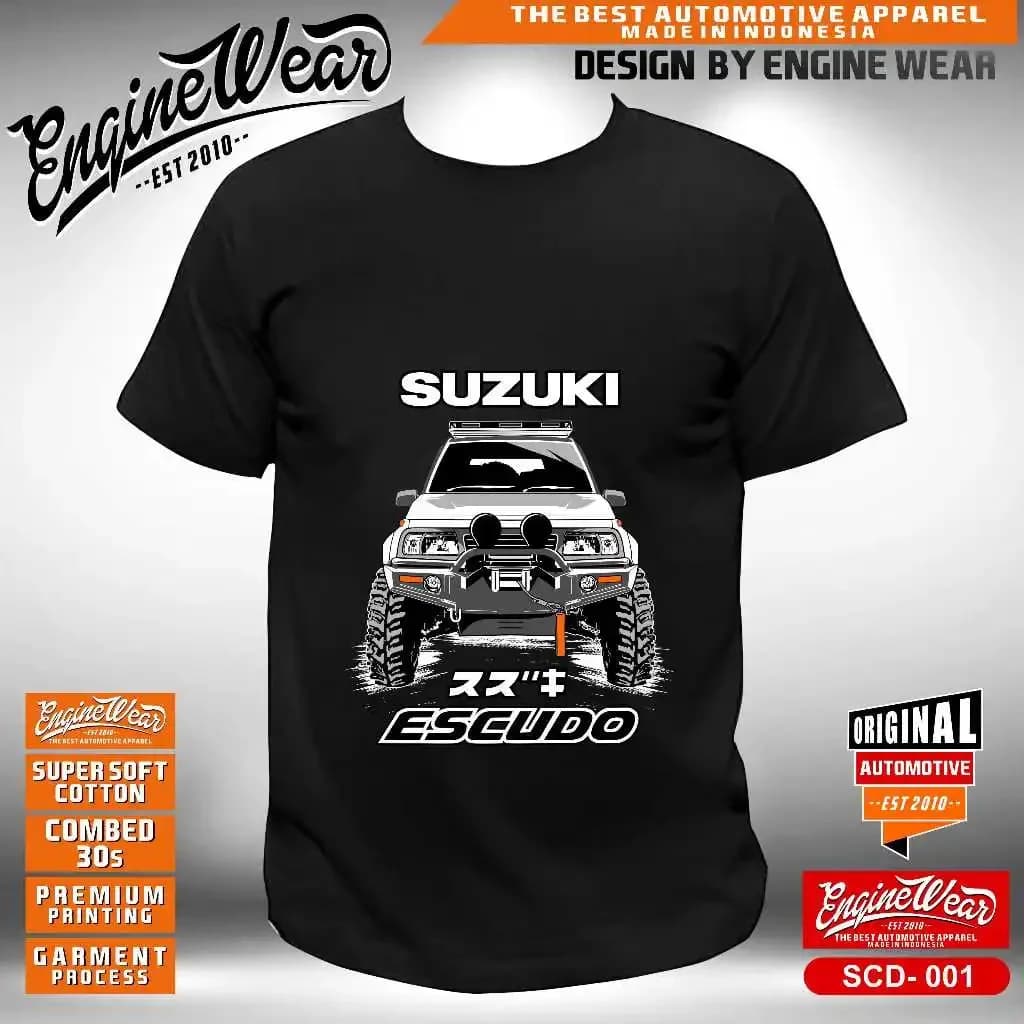 T-shirt con stampa fuoristrada Suzuki Escudo 4x4, top a maniche corte con motivo auto casual da uomo e da donna
