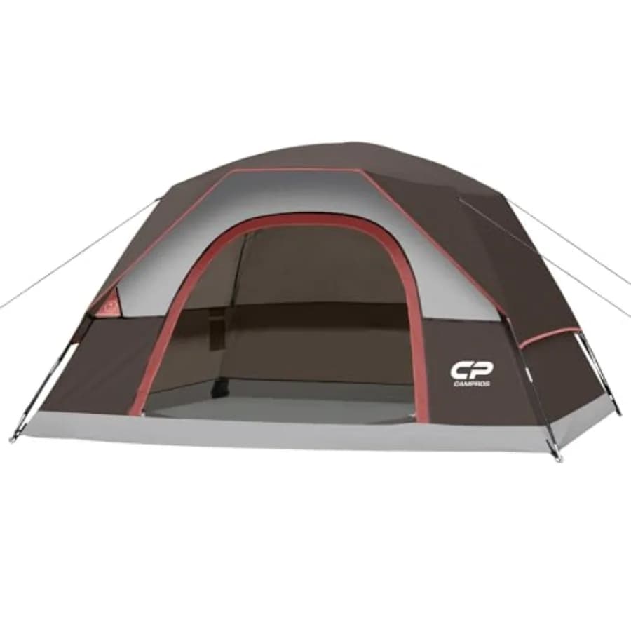 Tende da Campeggio per 4 Persone, Tenda Impermeabile Antivento a Doppio Strato, Tenda a Cupola Facile da Montare con Grandi Finestre a Rete e