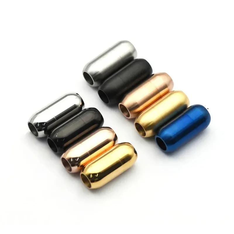 5 Pz/lotto Chiusure Magnetiche In Acciaio Inox Foro Estremità 5mm 6mm 8mm per Cavo di Cuoio Fibbia Braccialetto Connettori FAI DA TE Creazione di Gioielli