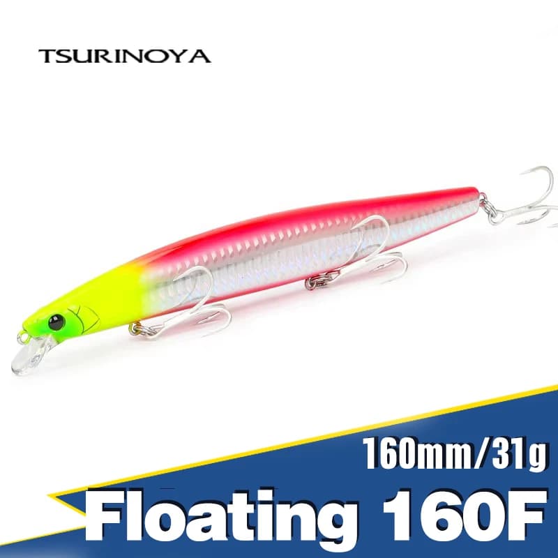 TSURINOYA 160F Galleggiante Minnow Richiamo di Pesca STINGER 163mm 31g Lungo Casting Artificiale Spigola Acqua Salata Grandi Esche Dure