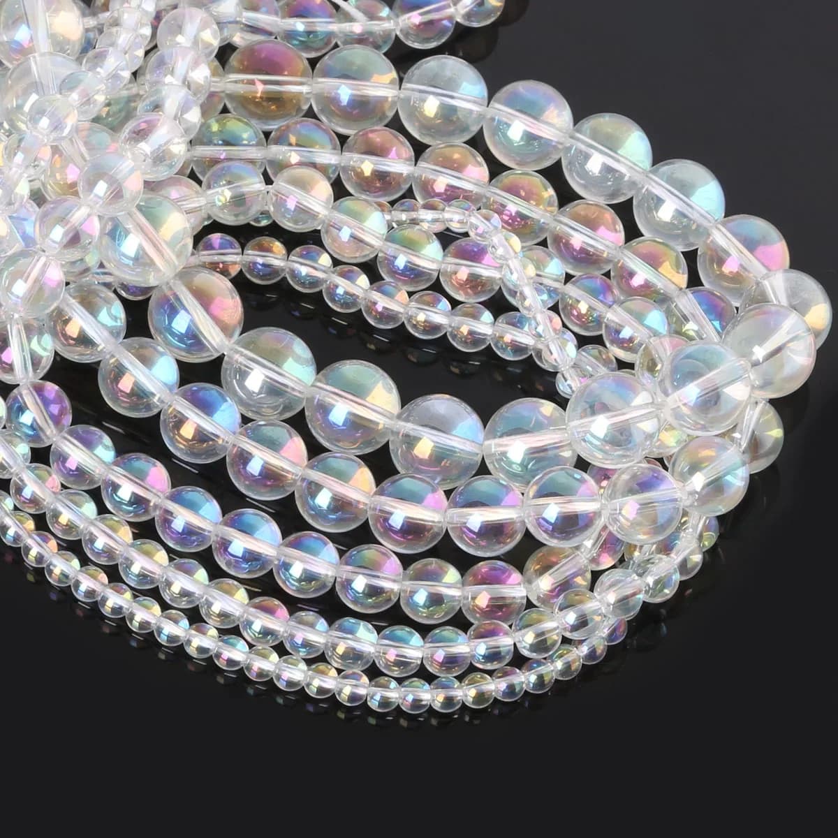 Multicolour Transparent Clear Glass Beads Quartz Smooth Round Beads For Bracelet Necklace Diy Jewelry Accessories