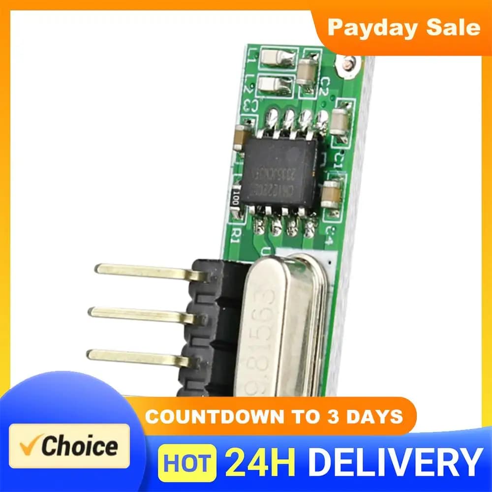 Modulo Wireless RF 315MHz/433MHz, Ricevitore RF Supereterodino 3.3V-5.5V, Ricevitore RF Wireless Fai-da-Te con Antenna per Arduino