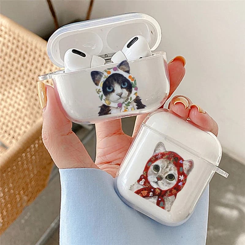 INS Cartoon Pittura A Olio Gatto Cassa Del Auricolare Per Apple AirPods 4 3 2 1 Pro2 Morbido Trasparente Della Copertura Della Cuffia Per Airpods 4 Amante Funda
