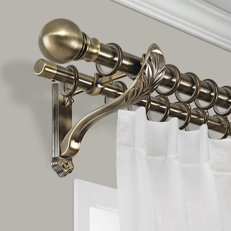 Supporto per asta tenda Old Green Golden Rods 28mm/28mm, doppio/singolo, in lega dorata, per asta tenda romana doppia